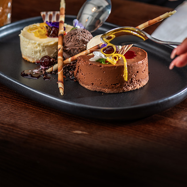 Dessert menu at The Plough Inn