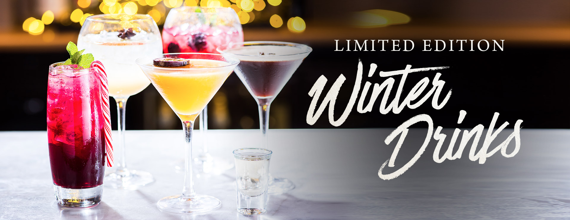 Winter cocktails and long drinks at The Plough Inn